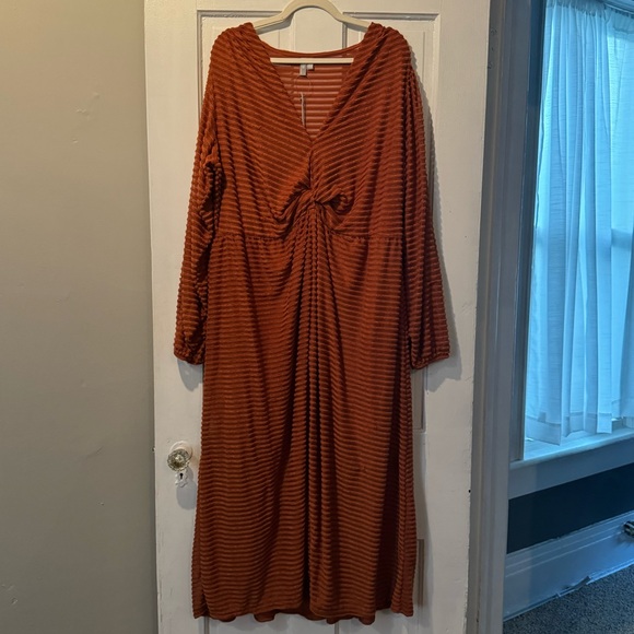 ASOS DESIGN Curve long sleeve burnout stripe midi dress size 20 - Picture 3 of 5